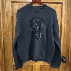 North River Outfitters Vintage Intarsia Woven Black Dog Sweater M